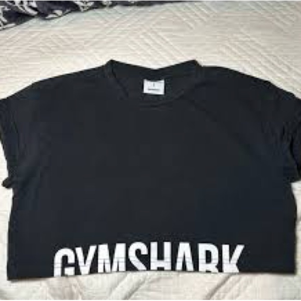Gymshark Black Crop Tee with White Logo